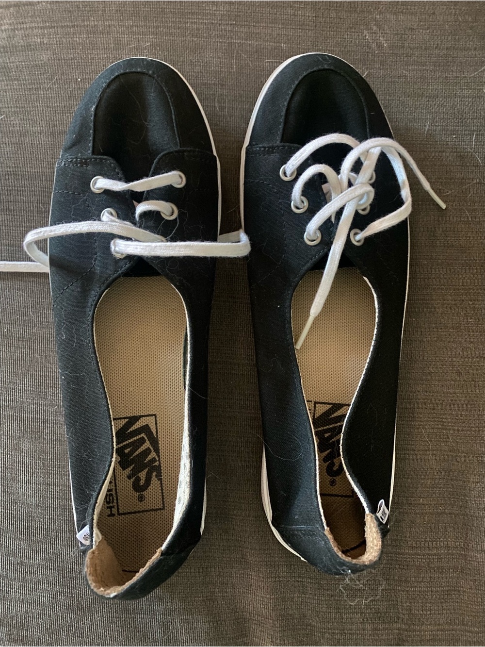 Vans Black Canvas Lace-Up Women's Sneakers with White Laces